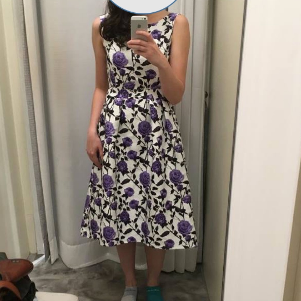 PURPLE FLORAL WHITE DRESS
